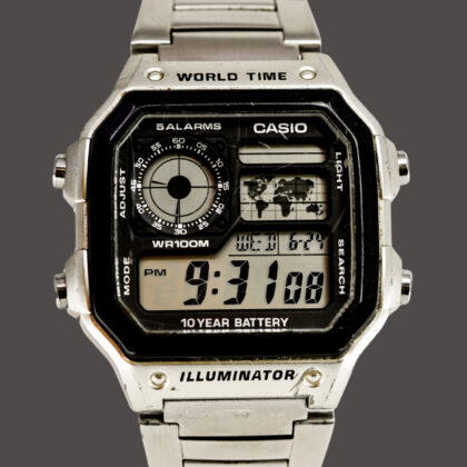 Casio AE-1200WH World Time Digital Watch Stainless Steel Bracelet 18.5cm #70694