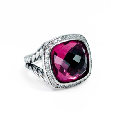 David Yurman Albion Ring | Sterling Silver | Tourmaline & Diamonds | Size 7.5 #70781