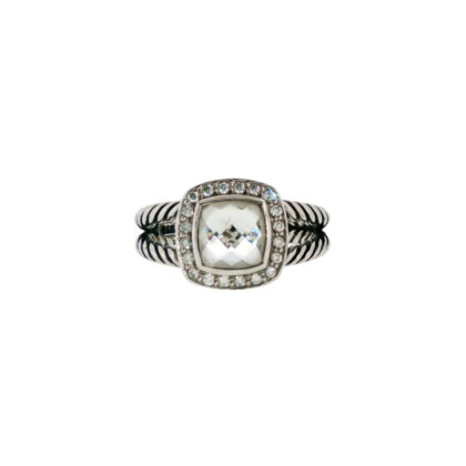 Monty's David Yurman Petite Albion Sterling Silver Prasiolite & Diamond Ring | Size 7.5 #70780