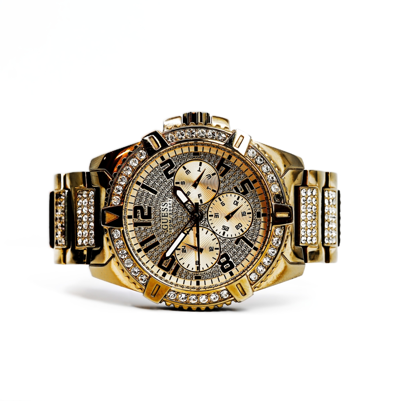 Guess W0799G2 Gold Tone Diamante 47mm Quartz Watch 19cm Band #65573 Guess W0799G2 Gold Tone Diamante 47mm Quartz Watch 19cm Band #65573 - Image 6