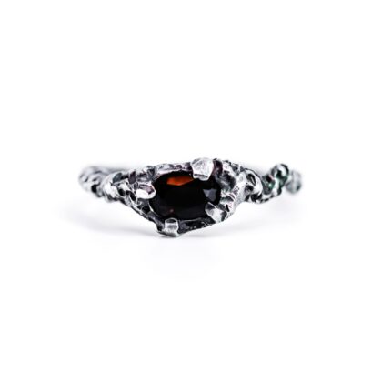 Handmade Sterling Silver Smokey Quartz Ring | Organic Artisan Design | Size N #71100