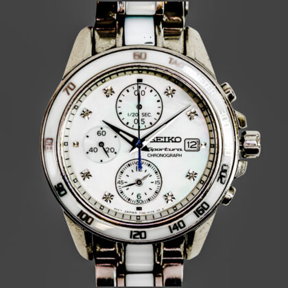 Seiko Sportura Chronograph 7T92-0NH0 Stainless Steel Quartz Watch #70744
