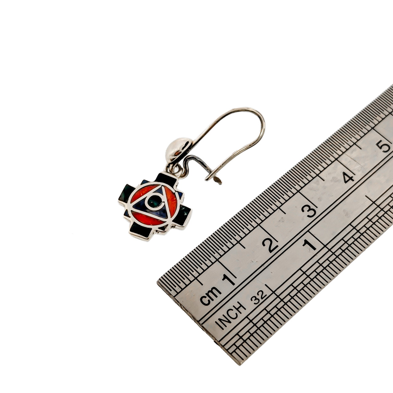Silver Peruvian Chakana Drop Earrings Handcrafted Andean Cross #70037 Silver Peruvian Chakana Drop Earrings Handcrafted Andean Cross #70037 - Image 5