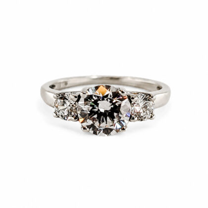 Sterling Silver CZ Trilogy Ring | Size O | 7.5mm Centre Stone | 2.7g #70575