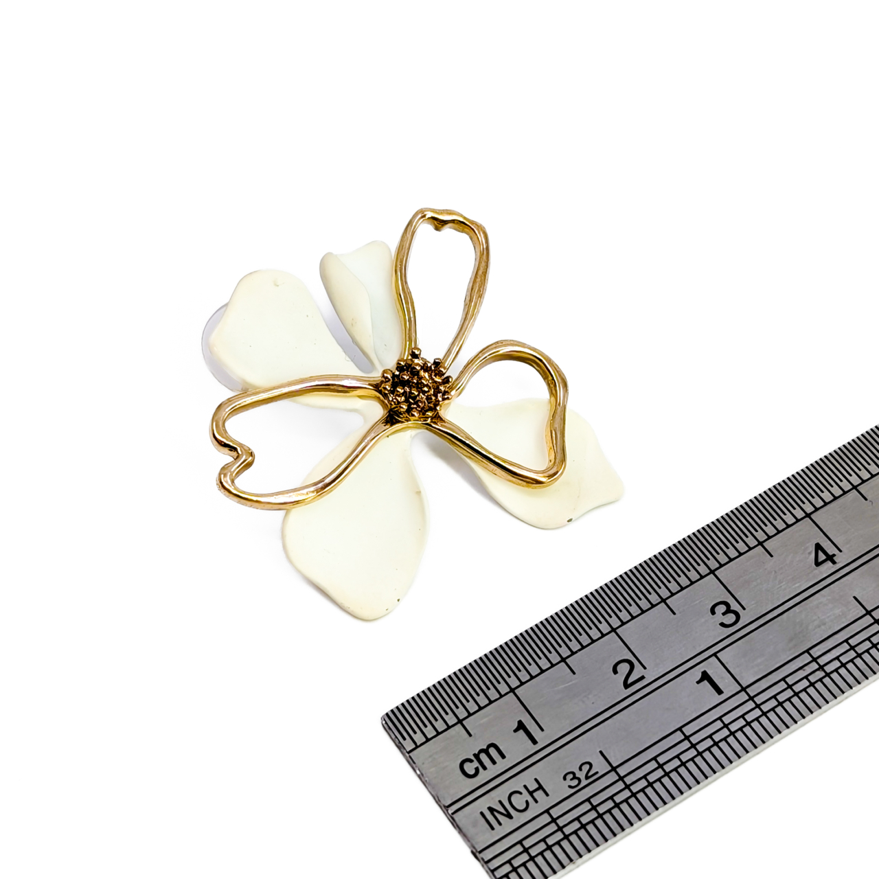Sterling Silver Gold-Plated White Enamel Flower Stud Earrings #70278 Sterling Silver Gold-Plated White Enamel Flower Stud Earrings #70278 - Image 3