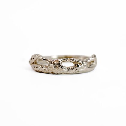 Sterling Silver Handmade Organic Openwork Ring Size L 2.7g Artisan Band #71099