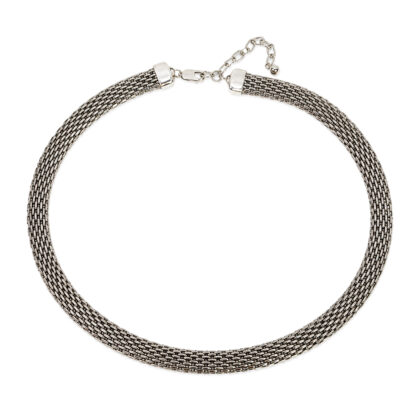 Sterling Silver Mesh Necklace 9mm Wide Adjustable 40 to 46cm #70796