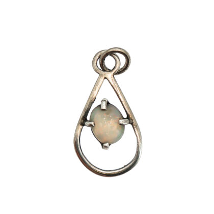 Sterling Silver Opal Teardrop Pendant | Claw-Set Opal Cabochon #70583