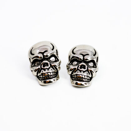 Sterling Silver Skull Stud Earrings Gothic Biker Punk #70792