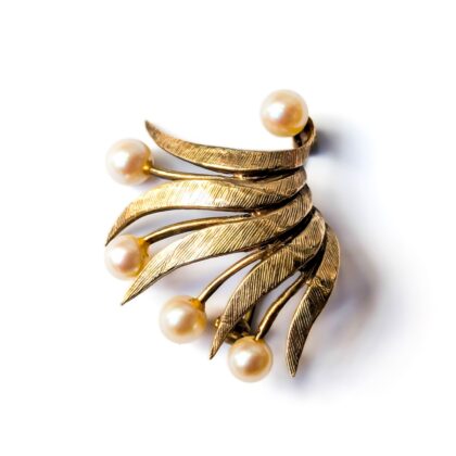 Vintage 9ct Yellow Gold Pearl Brooch #70383