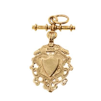Monty's Vintage 9ct Yellow Gold T-Bar Shield Fob Pendant | Hallmarked 375 #70628