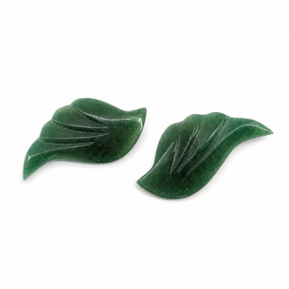 Vintage Gold Plated Green Aventurine Leaf Clip On Earrings 50mm #70787