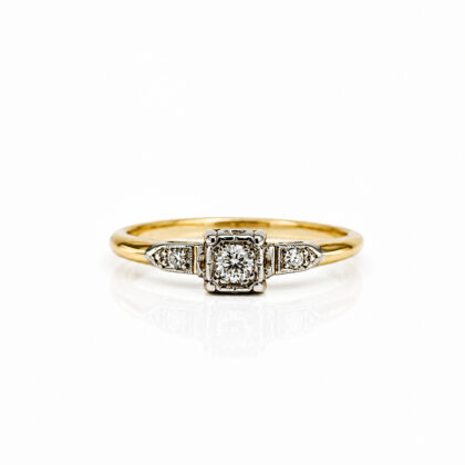 Vintage Hardy Bros 18ct Yellow Gold & Platinum Diamond Ring Size N #70632