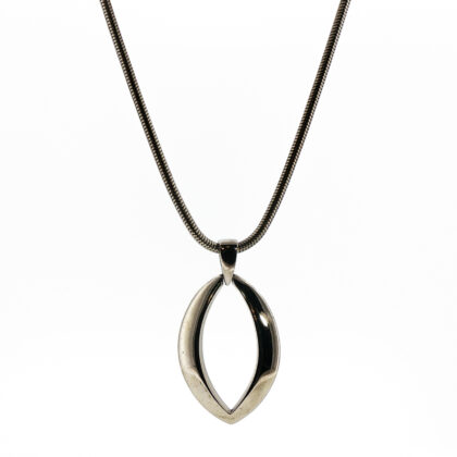Vintage Oroton Open Marquise Pendant Necklace | Snake Chain | 55mm Pendant #69873