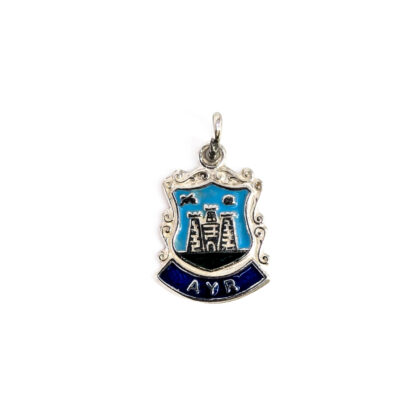 Vintage Sterling Silver Ayr Scotland Coat of Arms Enamel Travel Charm #70910-2