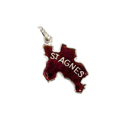 Vintage Sterling Silver St Agnes England Enamel Map Travel Charm #70910-3