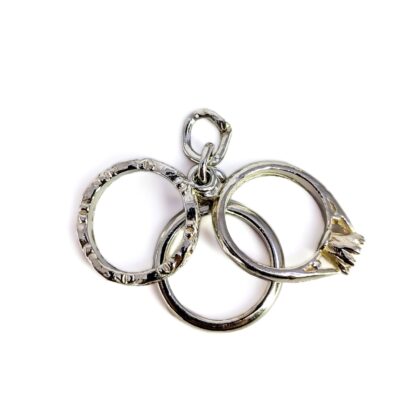 Vintage Sterling Silver Wedding & Engagement Rings Charm #70910-5