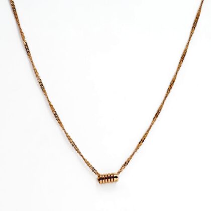 14ct Rose Gold Curb Link Necklace | Barrel Centrepiece | 40cm | 3.4g #70883