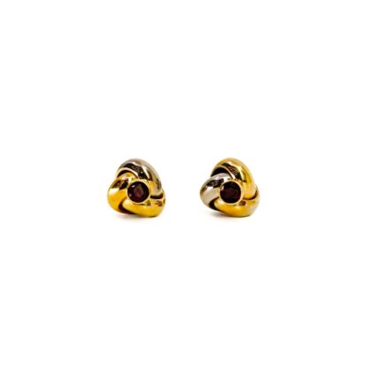 18ct Two-Tone Gold Natural Ruby Knot Stud Earrings | 9mm #71251