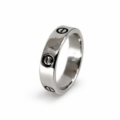 18ct White Gold Screw Motif Band Ring | 4mm | Size H½ #71258