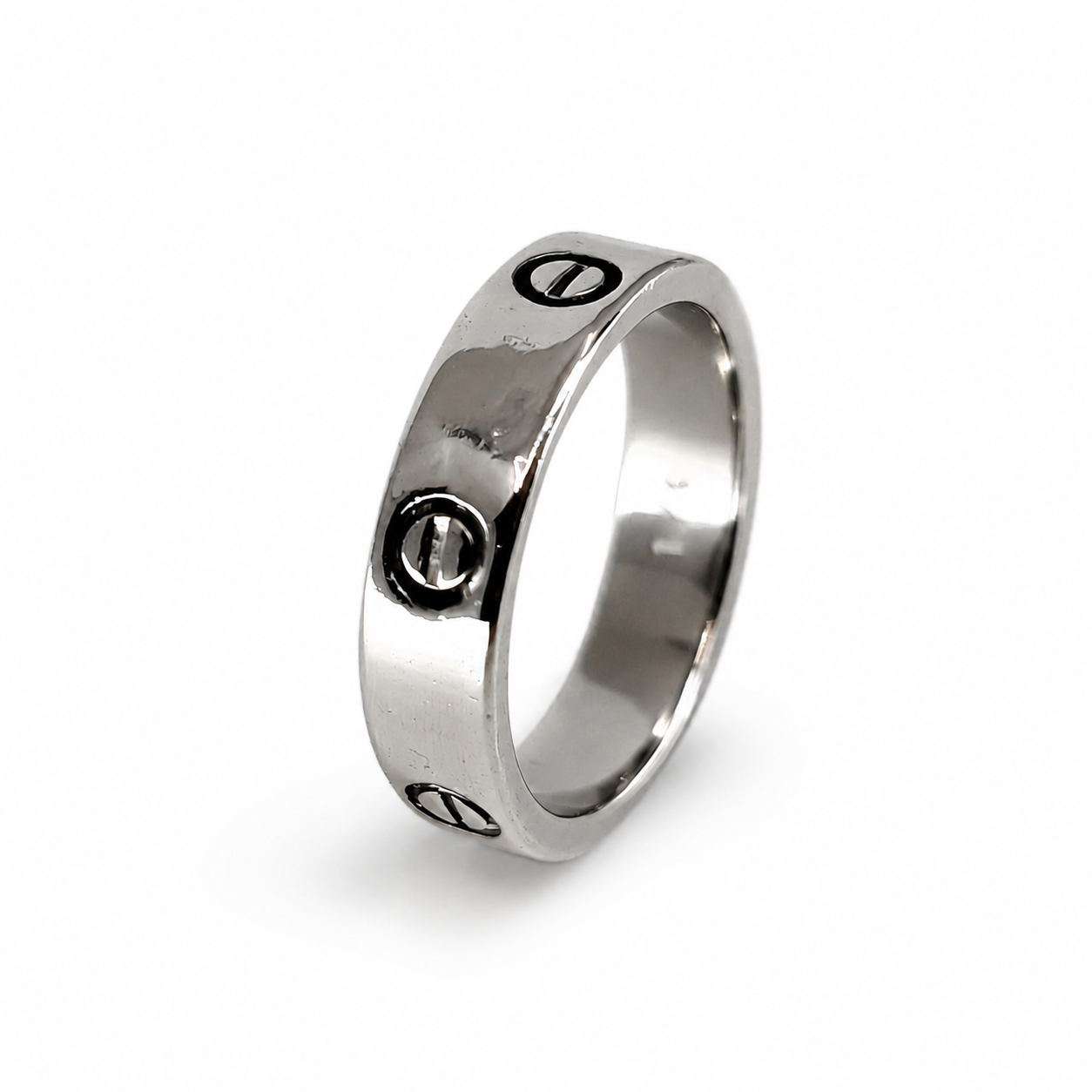 18ct White Gold Screw Motif Band Ring | 4mm | Size H½ #71258 18ct White Gold Screw Motif Band Ring | 4mm | Size H½ #71258
