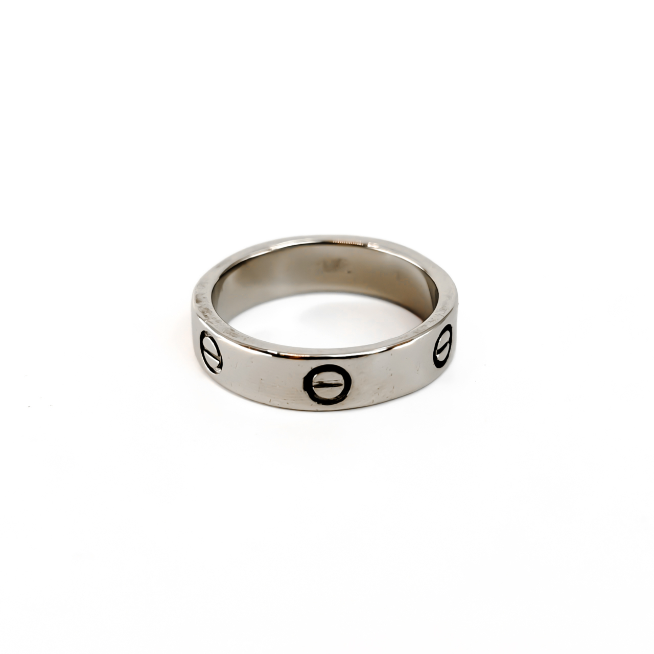 18ct White Gold Screw Motif Band Ring | 4mm | Size H½ #71258 18ct White Gold Screw Motif Band Ring | 4mm | Size H½ #71258 - Image 3