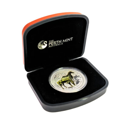 2014 Australian Lunar Series II Year of the Horse 1oz Silver Gilded Coin | Box & COA #71226