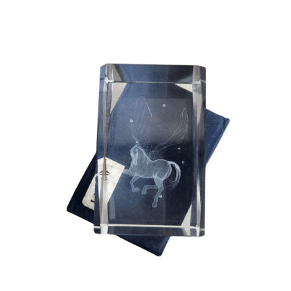 3D Laser Etched Pegasus Crystal Glass Paperweight | Flying Horse | New in Presentation Box #71217