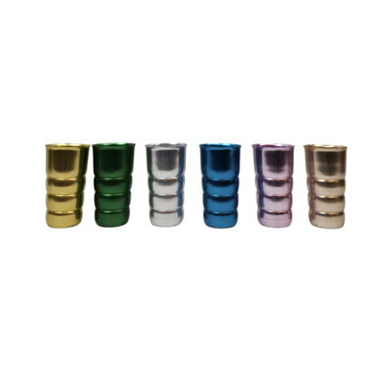 Title: Vintage Kromex Anodised Aluminium Tumblers | Set of 6 | Metallic Cocktail Cups | Retro Barware #71222-25