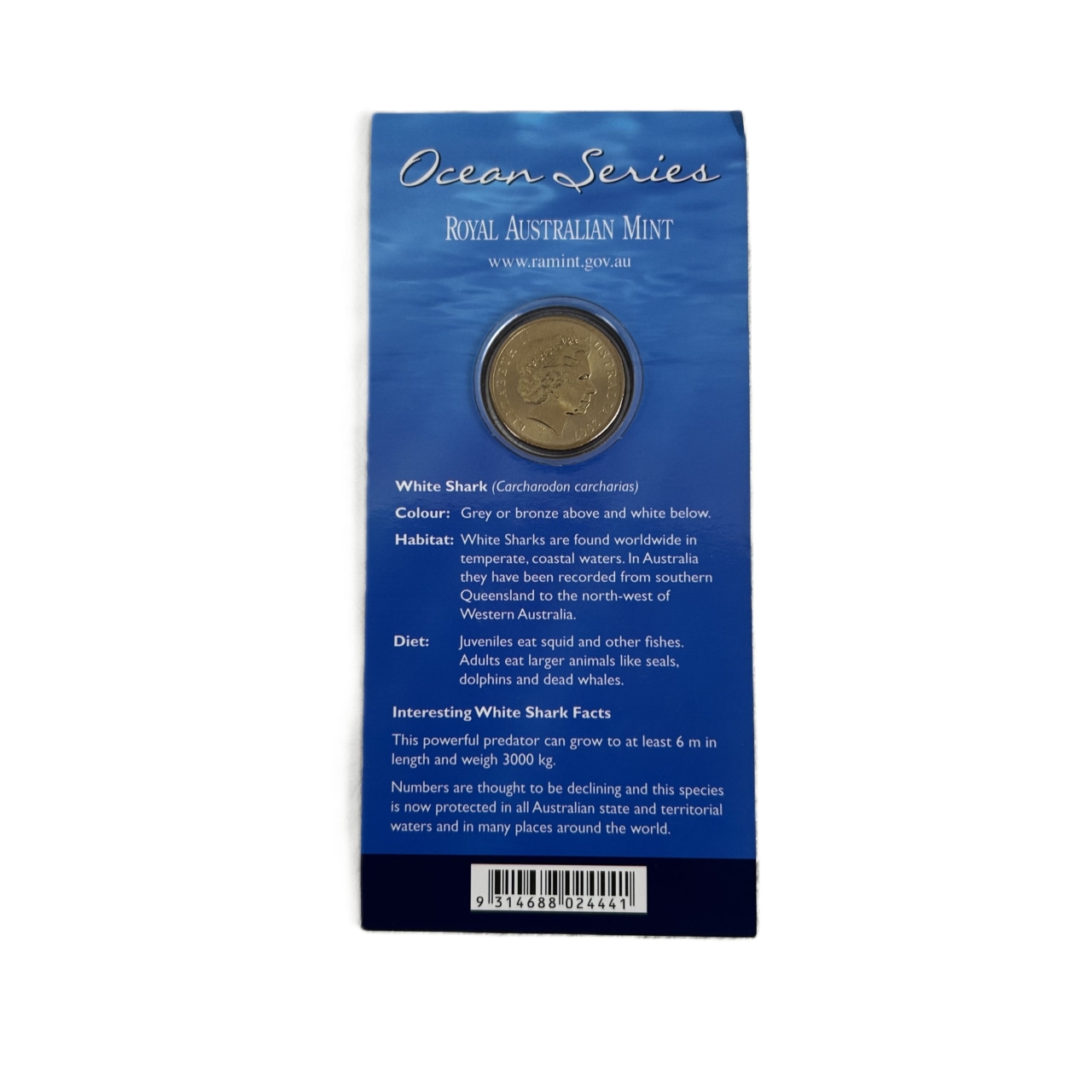 2007 RAM $1 White Shark Coloured Uncirculated Coin | Ocean Series Carded #71301-14 2007 RAM $1 White Shark Coloured Uncirculated Coin | Ocean Series Carded #71301-14 - Image 2