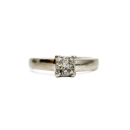 Monty's 950 Platinum 0.25ct Diamond Cluster Ring | Princess Cut Design | Size M½ | 4.7g #71069