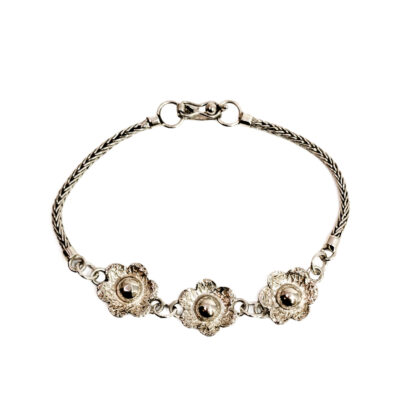 950 Silver Floral Bracelet | 19cm | Hallmarked 950 #71259