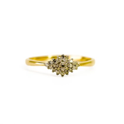 9ct Yellow Gold Diamond Cluster Ring | Marquise-Shaped Design | Size Q #71140