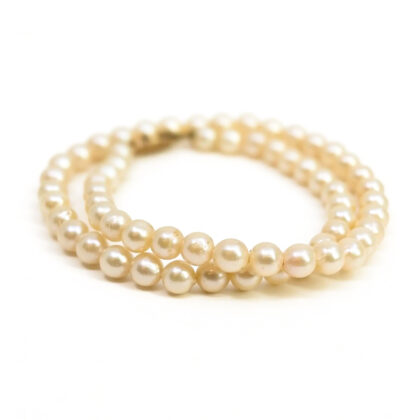 9ct Yellow Gold Double Strand Cultured Pearl Necklace 6mm Pearls #70138