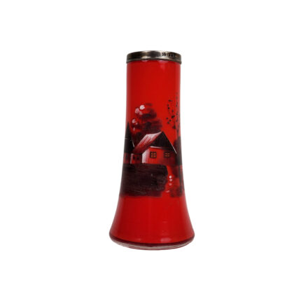Antique Art Deco Red Glass Vase with Sterling Silver Rim | London 1925 | David Loebl | 15.5cm #71054