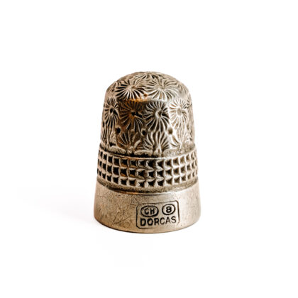Antique Charles Horner Dorcas Thimble No. 8 | Silver Steel Sewing Thimble | Floral Pattern #71231-27
