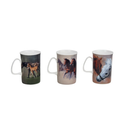 Ashdene Horse Collection Set of 3 Fine Bone China Coffee Mugs | Jacqueline Stanhope | New in Boxes #71222-14