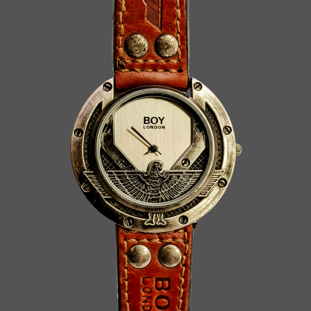 BOY London Men's Quartz Watch | 43mm | Eagle Dial | Brown Leather Strap #71481 BOY London Men's Quartz Watch | 43mm | Eagle Dial | Brown Leather Strap #71481