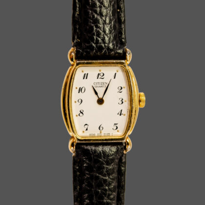 Citizen Ladies Gold-Tone Quartz Dress Watch | 3220-Y53032 | Black Leather Strap #71479