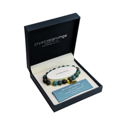 Crystal Carvings Australia Blue Sky Jasper Stretch Bracelet | Bramble Bay | New in Box #71245-2