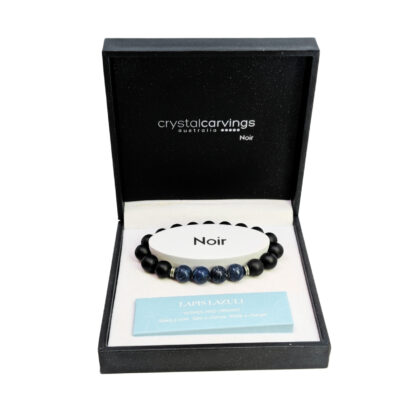Crystal Carvings Australia Noir Lapis Lazuli Stretch Bracelet | Bramble Bay | New in Box #71245-4
