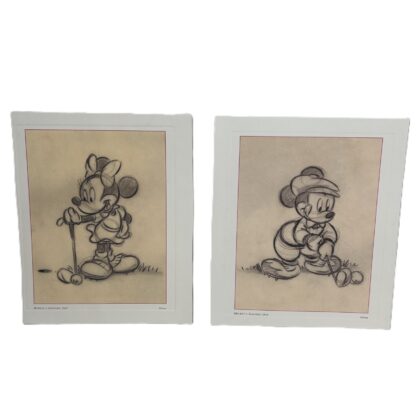 Disney Parks Mickey's Golfing Day Lithograph Print | Pencil Sketch Artwork | Matted #69181
