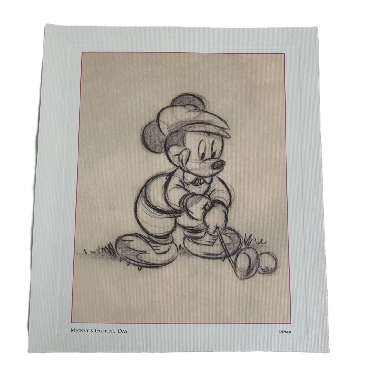 ミッキー　Mickey’s Golfing Day 鉛筆画 Disney Parks Mickey's Golfing Day Lithograph Print | Pencil Sketch