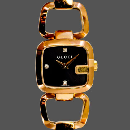 Gucci 125.5 Gold-Tone 24mm Quartz Watch | Black Dial | Sapphire Crystal #71317