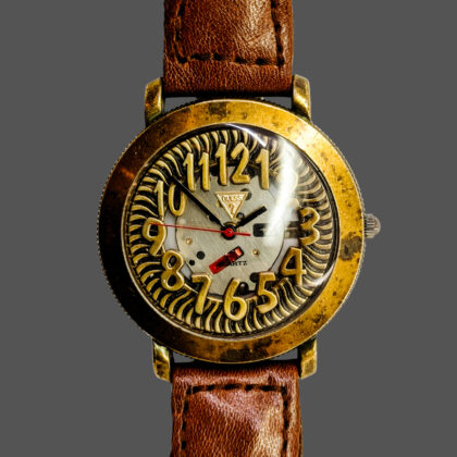 Guess Men's Quartz Watch | 38mm Brass Case | Brown Woven Leather Strap | Skeleton Dial #71483