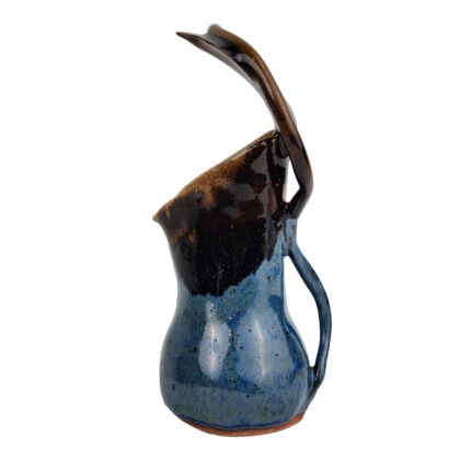 Handmade Studio Stoneware Bird Jug Vase | Signed Studio Pottery | Blue & Brown Glaze #71222-13