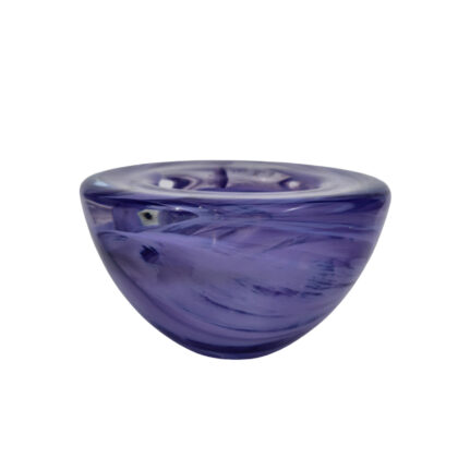 Monty's Kosta Boda Atoll Purple Swirl Art Glass Votive Bowl | Swedish Crystal | 11.5cm #71222-2