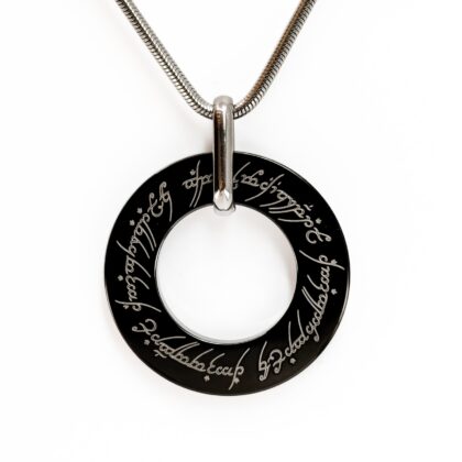 Lord of the Rings Inspired Black Tungsten One Ring Pendant | Elvish Script | Chain Included #71231-5