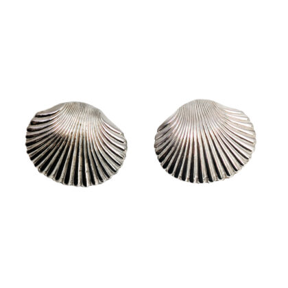 Mars & Valentine Sterling Silver Shell Clip-On Earrings | Designer | 36.5mm #70986