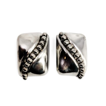 Mary Taxco Sterling Silver Designer Clip-On Earrings | Mexican Modernist | 31mm #70985